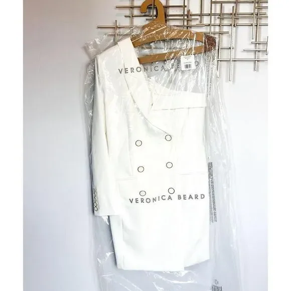 Veronica Beard Middleton Off White One-Shoulder Blazer Dress 10 - Picture 3 of 11